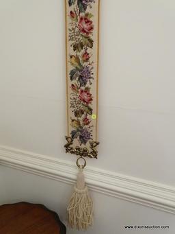 (DR) NEEDLEPOINT BELL PULL- 72 IN L, ITEM IS SOLD AS IS WHERE IS WITH NO GUARANTEES OR WARRANTY. NO