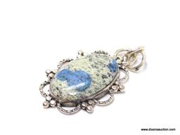 .925 2 1/4" AAA AWESOME DETAILED LARGE K2 BLUE JASPER PENDANT - NEW! SRP $75.00