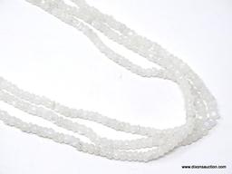 18" - 20" AAA QUALITY 530.00 CTS; 3 STRAND; NATURAL BLUE FLASH MOONSTONE 4 - 6 MM BEAD NECKLACE;