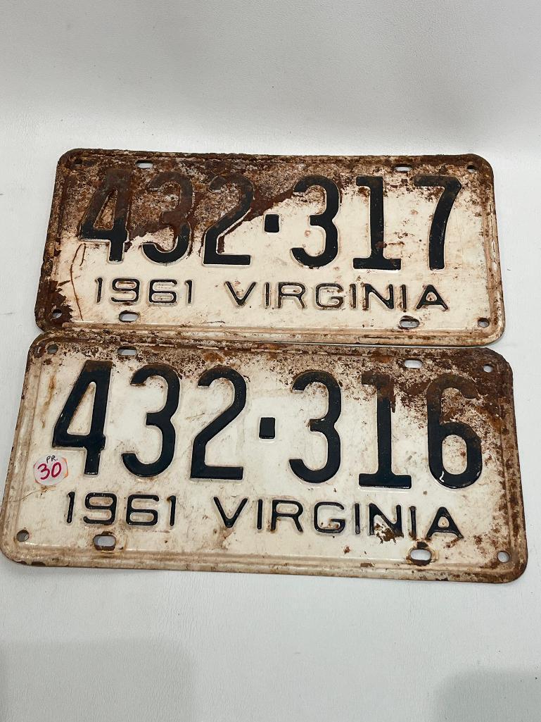 VIRGINIA 1961 ANTIQUE LICENSE PLATE PAIR 432-316