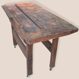 ANTIQUE E.H. SHELDON SOLID WOOD LABORATORY SCIENCE TABLE (52L X 24D X 32H)