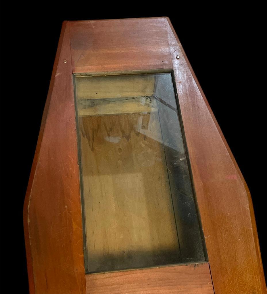 GENUINE FULL SIZE VICTORIAN PINE COFFIN PARLOR VIEWING DISPLAY CASKET GLASS WINDOWS WITH COVERS (72