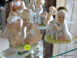 (FR) PARTIAL SHELF LOT OF ASSORTED FIGURINES TO INCLUDE: (3) TIERED BIRD DECORATED VOTIVE HOLDERS, A