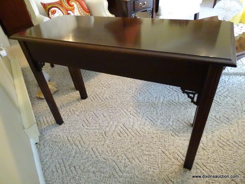 (FR) TWO DRAWER SOFA/CONSOLE TABLE WITH BRASS PULLS AND REEDED LEGS. MEASURES APPROX 40.5" X 16" X