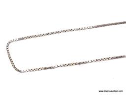 .925 STERLING SILVER UNISEX 24" BOX CHAIN. ITEM IS SOLD AS IS WHERE IS WITH NO GUARANTEES OR