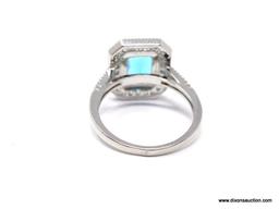 .925 STERLING SILVER LADIES 2-1/2 CT BLUE TOPAZ RING. SIZE 8. ITEM IS SOLD AS IS WHERE IS WITH NO