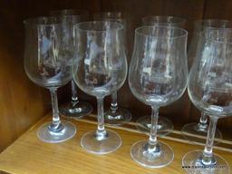 (R1) LOT OF 15 RED WINE STEMS. INCLUDES 6 CORDIAL GLASSES. ITEM IS SOLD AS IS WHERE IS WITH NO