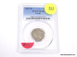 1937-D BUFFALO NICKEL - 3 LEGS - XF 45 - GRADED BY PCGS #3982.45/36024271.