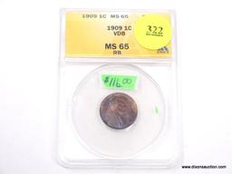 1909 VDB LINCOLN WHEAT PENNY - MS 65 RB - GRADED BY ANACS #4767487.