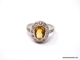 .925 AAA QUALITY UNHEATED OVAL FACETED BRAZILIAN GOLDEN CITRINE WITH CITRINE ACCENTS AND SIDE PINK