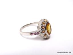 .925 AAA QUALITY UNHEATED OVAL FACETED BRAZILIAN GOLDEN CITRINE WITH CITRINE ACCENTS AND SIDE PINK