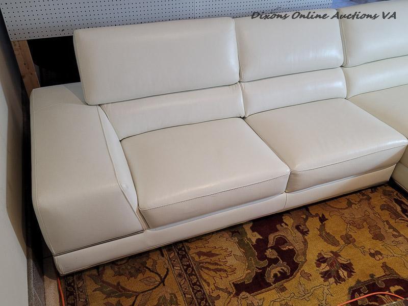 (LR) ADD ELEGANCE WITH THE BERGAMO SECTIONAL SOFA IN WHITE. REINFORCED USING QUALITY WOOD AND SOFT