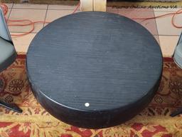 (DR) THIS BOLD ROUND COFFEE TABLE IS PERFECT FOR GATHERING AROUND AND MAKES THE PERFECT STYLE