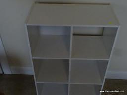 (MBED) WHITE 3 SHELF STORAGE SHELF - 24 IN X 12 IN X 36 IN, ITEM IS SOLD AS IS, WHERE IS, WITH NO