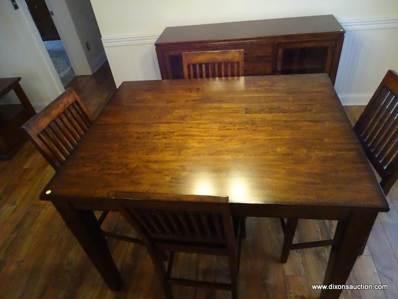 (DRM) HAVERTYS FURNITURE MAHOGANY DINING TABLE WITH 12 IN LEAF STORED UNDER THE TABLE AND 4 COUNTER
