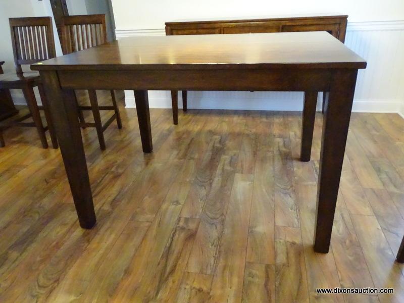 (DRM) HAVERTYS FURNITURE MAHOGANY DINING TABLE WITH 12 IN LEAF STORED UNDER THE TABLE AND 4 COUNTER