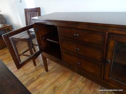 (DRM) HAVERTYS FURNITURE MAHOGANY SIDEBOARD WITH 3 DRAWERS AND 2 GLASS DOORS, EXCELLENT CONDITION, (