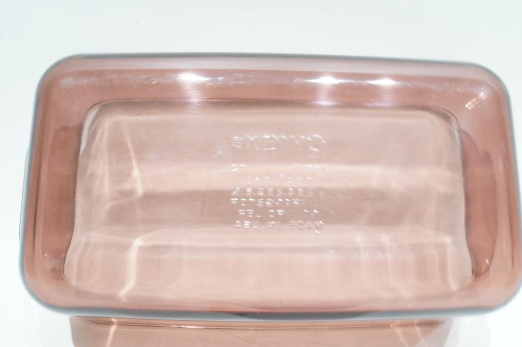 (11K) VINTAGE SMOKY AND AMETHYST TEMPERED GLASS BAKEWARE BY PYREX, VISION WARE, AND VERECO.
