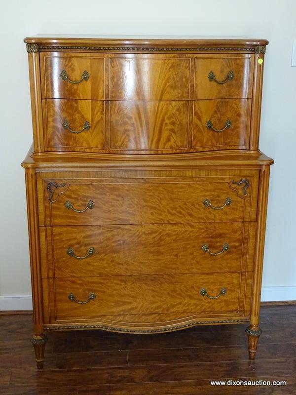 HUNTLEY CHEST ON CHEST TWO DRAWERS OVER THREE. 55 INCHES TALL 39 INCHES WIDE 20 INCHES DEEP APPROX.
