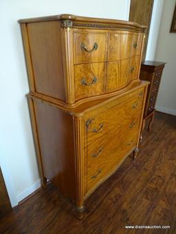 HUNTLEY CHEST ON CHEST TWO DRAWERS OVER THREE. 55 INCHES TALL 39 INCHES WIDE 20 INCHES DEEP APPROX.