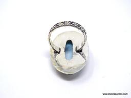 .925 AMAZING DETAILED BLUE SKY LARGE HANDMADE LARIMAR RING; SIZE 7.5; SEE MATCHING PENDANT - SRP