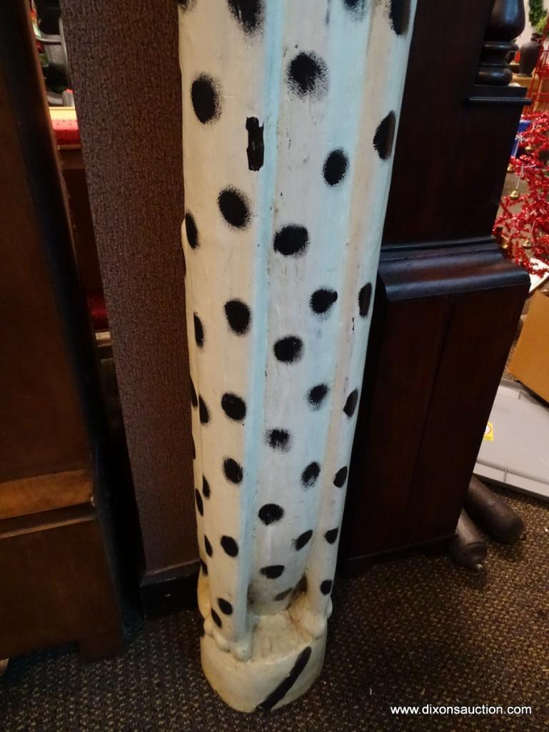(WIN) TALL SNOW LEOPARD STYLE STATUE. MEASURES APPROXIMATELY 80" TALL. ITEM IS SOLD AS IS WHERE IS