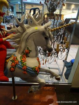 (WIN) CAROUSEL UNICORN CREATED BY SHAUN O'BRIEN ON OAK STAND. MEASURES APPROXIMATELY 52 IN X 16 IN X