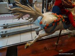 (WIN) CAROUSEL UNICORN CREATED BY SHAUN O'BRIEN ON OAK STAND. MEASURES APPROXIMATELY 52 IN X 16 IN X