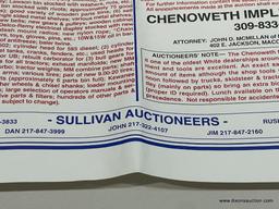 (1A) CHENOWETH IMPLEMENT COMPLETE LIQUIDATION AUCTION SALE BILL, MACOMB, ILLINOIS, BY SULLIVAN