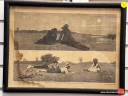 GEORGE NATHAN PRINT OF 1874 SCENE "FLIRTING ON THE SEASHORE AND ON THE MEADOW ( 16 X 12)