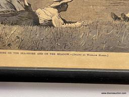 GEORGE NATHAN PRINT OF 1874 SCENE "FLIRTING ON THE SEASHORE AND ON THE MEADOW ( 16 X 12)