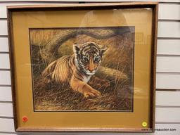 PRINT OF ADORABLE TIGER CUB (25.5 X 25.5) HAND SIGNED CHARLES FRACE