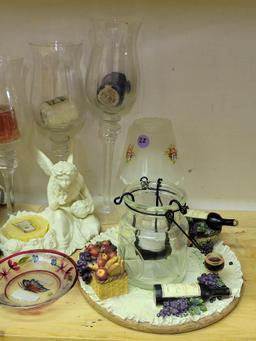 LOT OF CANDLES, CANDLE HOLDERS AND A WARMERS - MOST MARKED YANKEE CANDLE - 10 ITEMS TOTAL