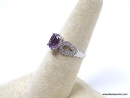 .925 AAA GORGEOUS 1 CT FACETED VIOLET PURPLE AMETHYST WITH WHITE TOPAZ; SIZE 6.5; NEW! SRP $79.00