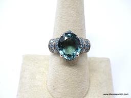 .925 AAA TOP QUALITY OVE 5 CT OVAL FACETED UNHEATED AFRICAN PARAIBA GREEN TOURMALINE WITH ROUND