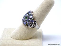 .925 AAA QUALITY DESIGNER UNHEATED GORGEOUS TANZANITE BLUE VIOLET WITH GREEN CHROME DIOPSIDE AND