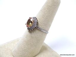 .925 AAA GORGEOUS 2 CT FACETED GOLDEN TOPAZ WITH WHITE TOPAZ; SIZE 6.75; NEW! SRP $59.00