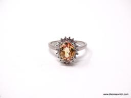 .925 AAA GORGEOUS 2 CT FACETED GOLDEN TOPAZ WITH WHITE TOPAZ; SIZE 6.75; NEW! SRP $59.00