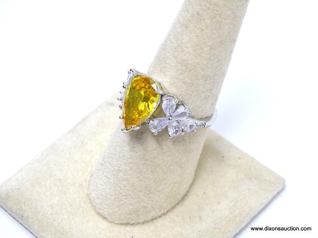 .925 STERLING SILVER LADIES 5 CT CITRINE RING 8