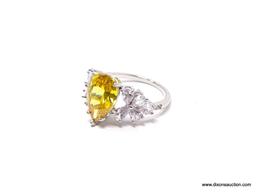 .925 STERLING SILVER LADIES 5 CT CITRINE RING 8