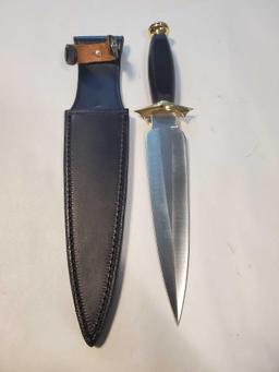 Edge CO Knives, Dagger w/Leather Sheath. 440 steel 7 1/2" Blade, 13 1/4" total length.