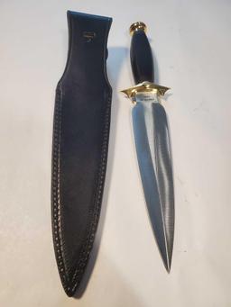 Edge CO Knives, Dagger w/Leather Sheath. 440 steel 7 1/2" Blade, 13 1/4" total length.