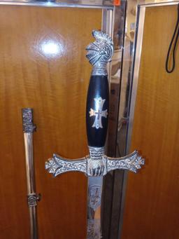 KNIGHTS OF PETER CLAVER METAL SWORD WITH METAL SCABBARD