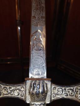 KNIGHTS OF PETER CLAVER METAL SWORD WITH METAL SCABBARD