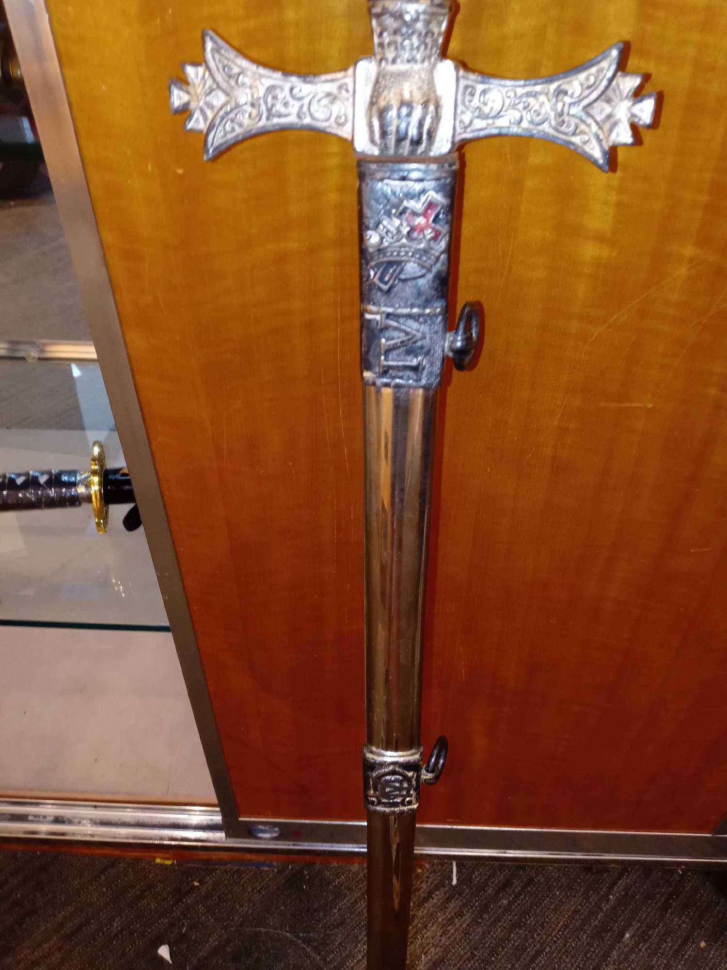 KNIGHTS OF PETER CLAVER METAL SWORD WITH METAL SCABBARD