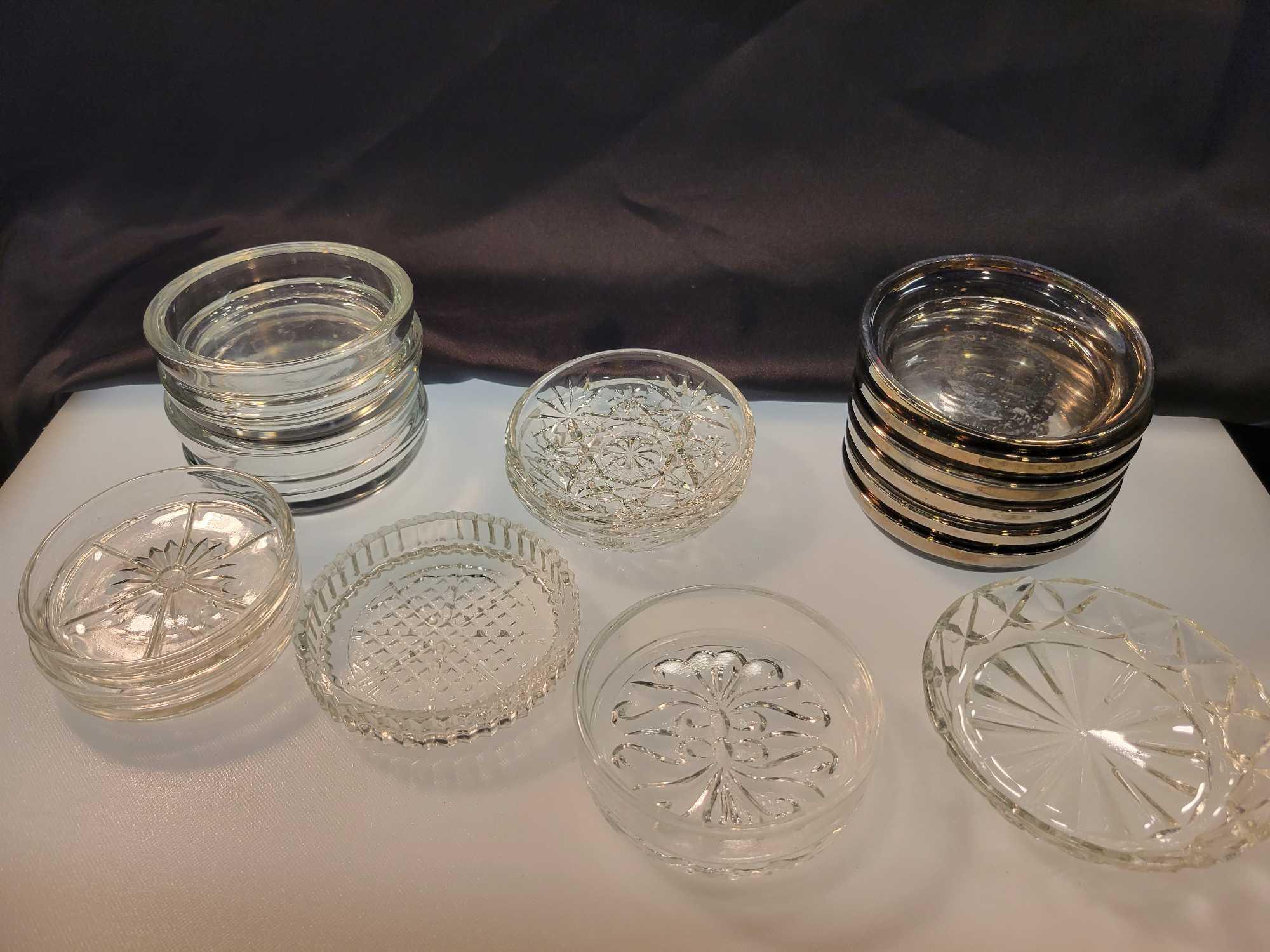 VINTAGE GLASS COASTER LOT