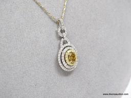 14K YELLOW & WHITE GOLD LADIES CUSTOM MADE PENDANT WITH TWO TONE 18" CHAIN.