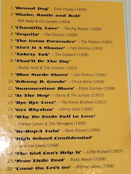 THE GOLDEN AGO OF ROCK N ROLL BOOK AND COMES WITH A BRAND NEW CD. INCLUDES SONGS FROM ELVIS PRESLEY,