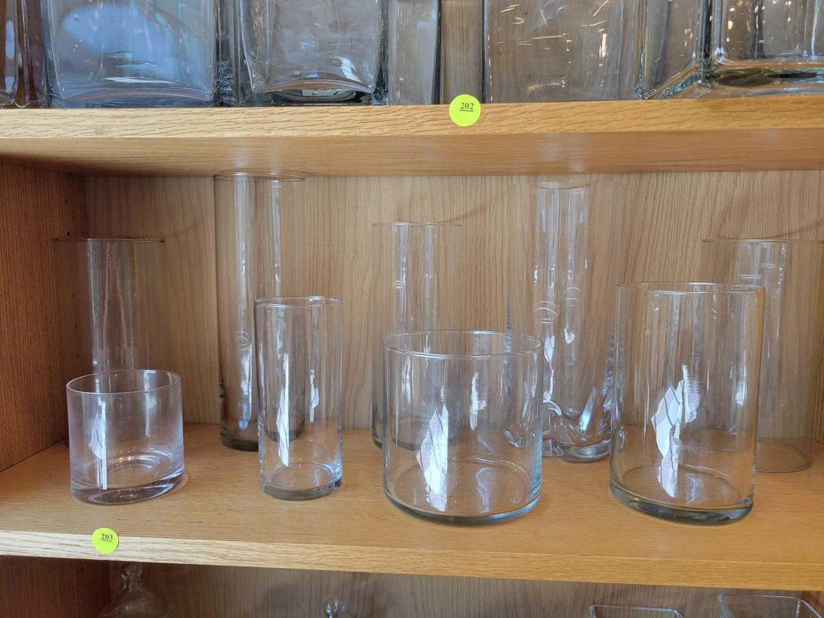 GLASS CYLINDER VASE LOT