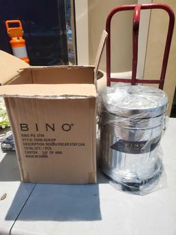 BINO | Round Step Trash Can, 5 Liter / 1.3 Gallon - Galvanized Steel | Stainless Steel Bathroom